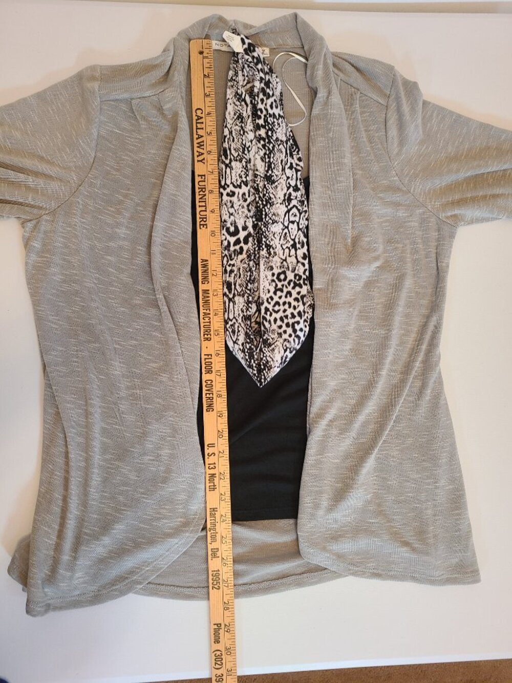 Notations Twin Set Blouse Top Gray Black With Scarf NWT - Picture 9 of 15